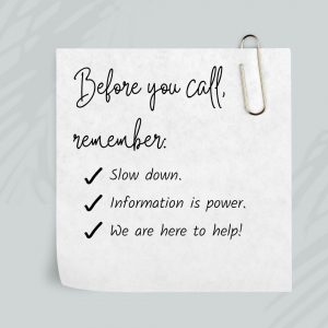 Tips when placing a service call.